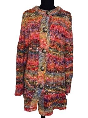 Sundance Multicolor Striped Chunky Button Cardigan